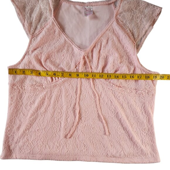 Pink Y2K Lace babydoll top Romantic coquette fairy boho size 21 XXXL plus size - Picture 3 of 8